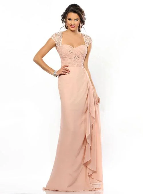 Adagio Bridesmaids Dress 131 Size 16 Long Blush Formal Dress lace cap sleeves Lace Dress Set