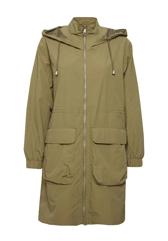 B. Young Anetta Long Parka Jacket, Aloe Green Women's fitted jackets