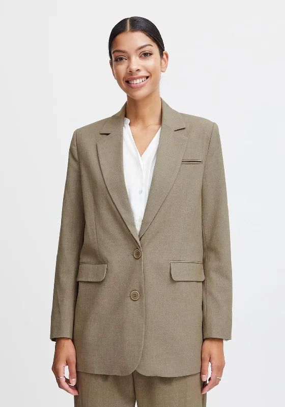 B. Young Danta Single Breasted Blazer, Aloe Melange Women's puffer jackets