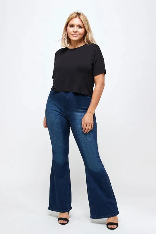 Insane Gene Plus Size Mid-Rise Banded Wider Flare Jeans