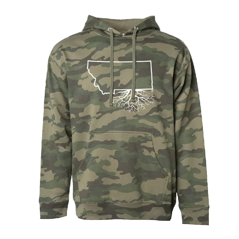 MT Roots Camo Midweight Pullover Hoodie (Unisex) Relaxed Sweatshirt Look