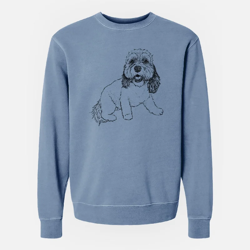 Doodled Max the Cavanese - Unisex Pigment Dyed Crew Sweatshirt Lightweight Hoodie Sweatshirt