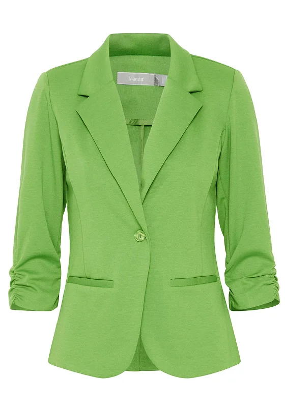 Fransa Zablazer Gathered Sleeve Blazer, Green Women's formal jackets