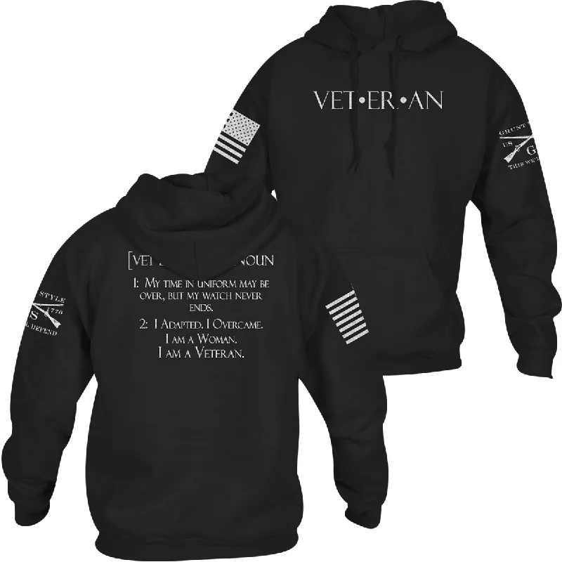 Grunt Style Women's Woman Veteran Pullover Hoodie - Black Hoodies for Winter Wear