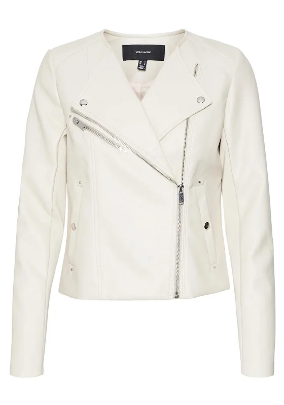 Vero Moda Riley Rio Short Coated Jacket, Oatmeal Women's high-end jackets