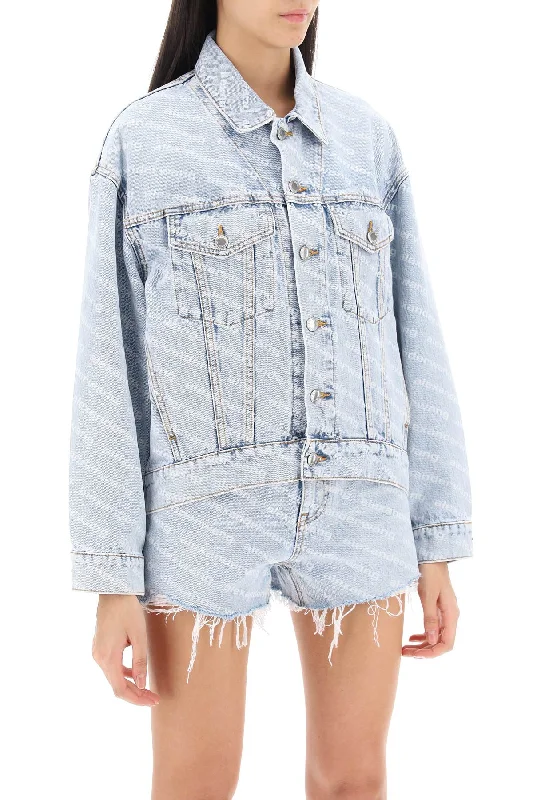 Alexander Wang Logo Printed Denim Jacket Women's office jackets