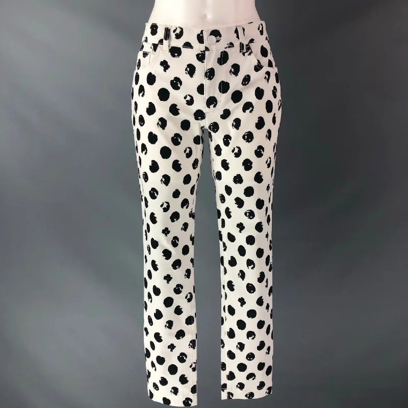 DOLCE & GABBANA Size 6 White Black Cotton & Elastane Dots Jeans