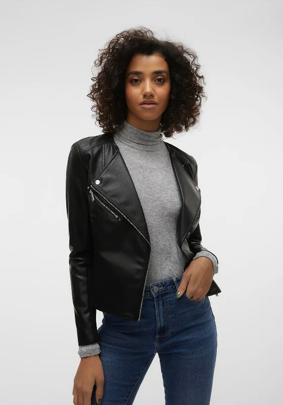 Vero Moda Riley Rio Short Coated Jacket, Black Women's travel-friendly jackets