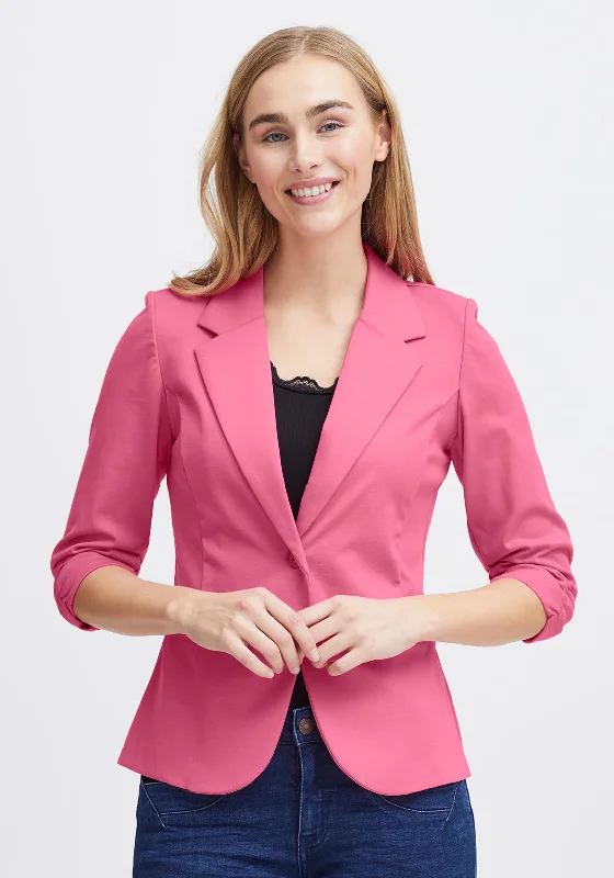 Fransa Zablazer Gathered Sleeve Blazer, Pink Women's UV protection jackets