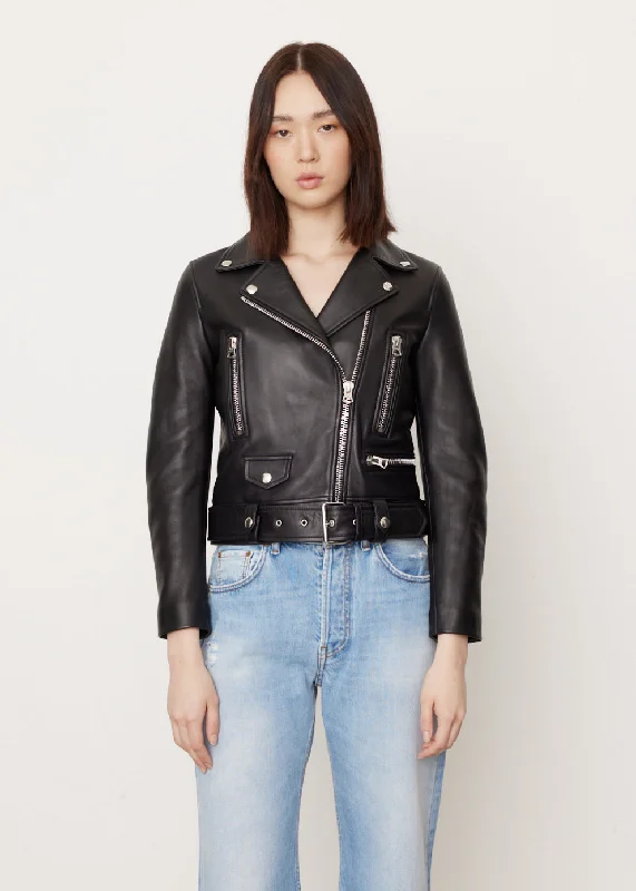 Leather Biker Jacket Women's breathable jackets