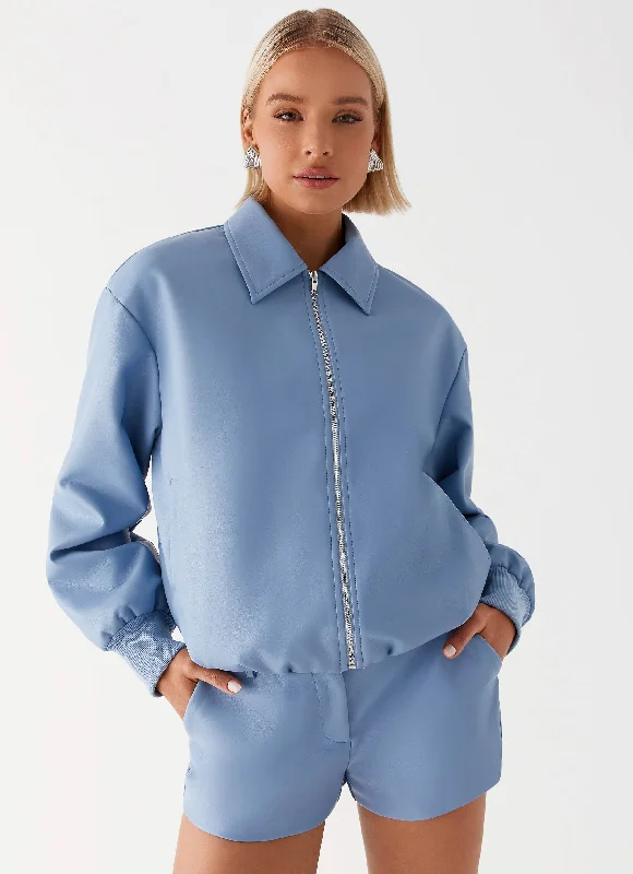 Aspen Oversized Bomber Jacket - Blue Women's Gucci jackets