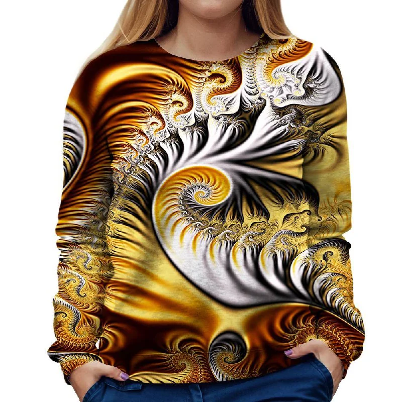 Yellow Fractal Womens Sweatshirt Casual Graphic Hoodies