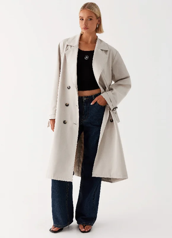 Frenchy Oversized Trench Coat - Stone Women's party jackets