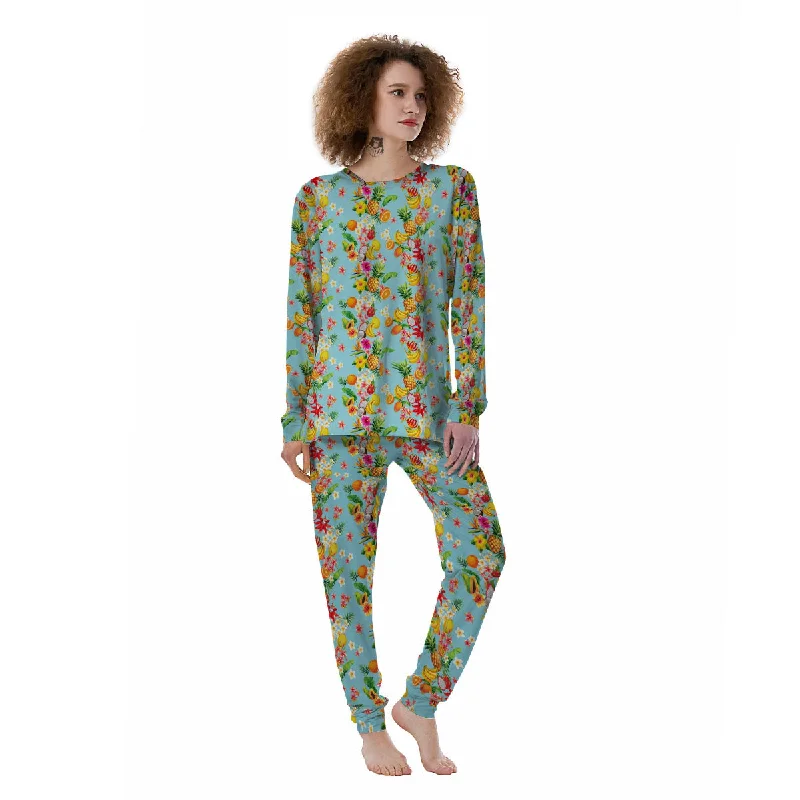 Summer Fruits Tropical Print Pattern Women's Pajamas Men's pajama sets