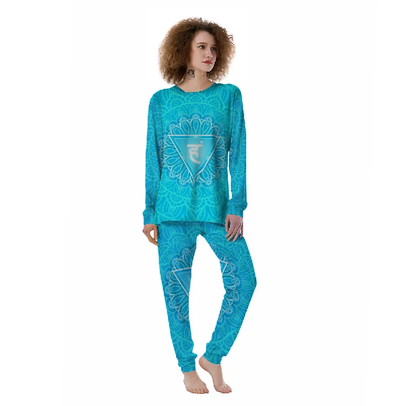 Symbol Vishuddha Chakra Print Women's Pajamas Work-from-home pajama sets