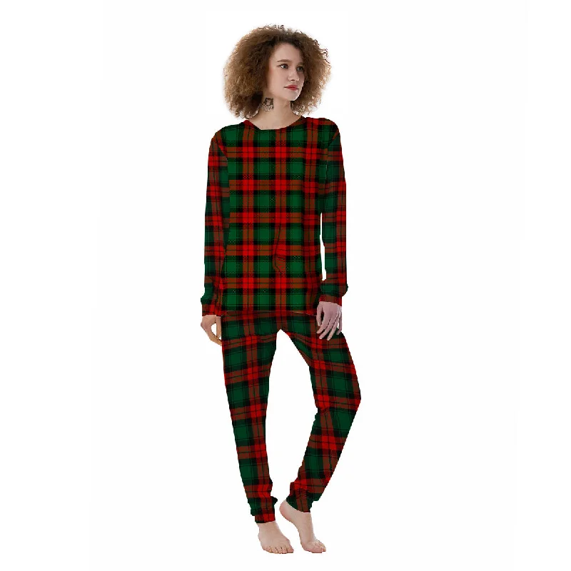 Tartan Xmas Scottish Print Pattern Women's Pajamas Button-up pajama sets