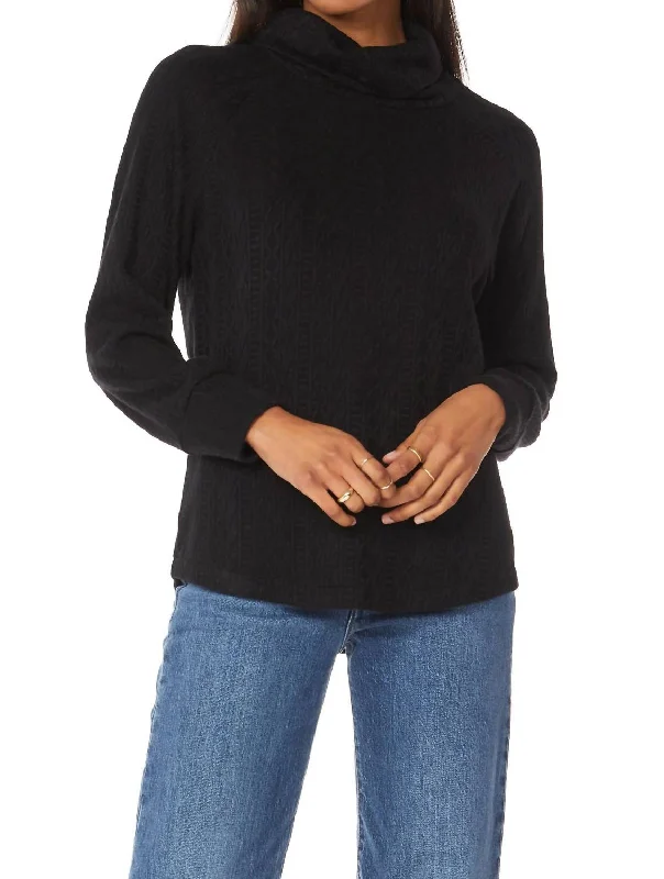 Funnel Neck Pullover Sweater In Black Layering sweaters