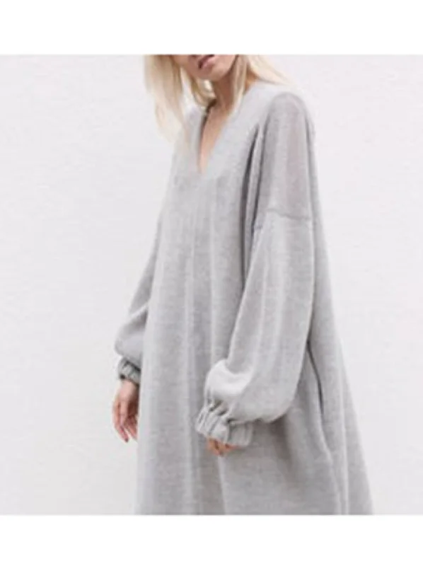 Lantern Sleeve V-Neck Long Sweater Dress Patagonia sweaters