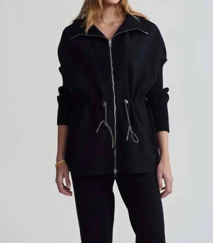 Palen Longline Zip-Through Sweat In Black Winter sweaters