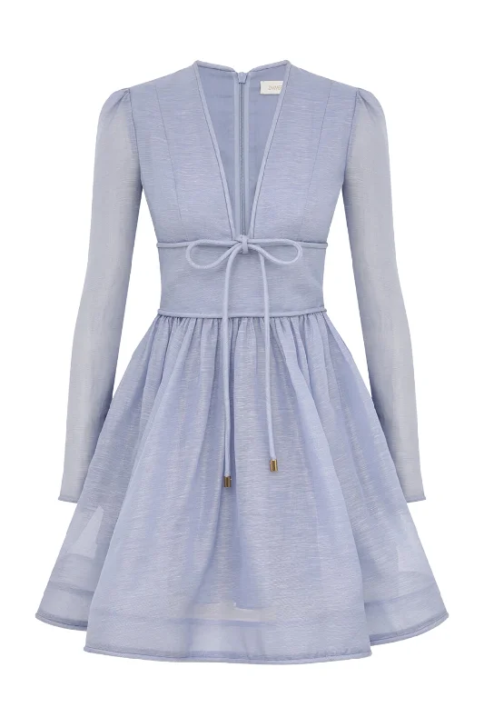 Eden Structured Mini Dress | Dusty Blue Strapless mini dresses