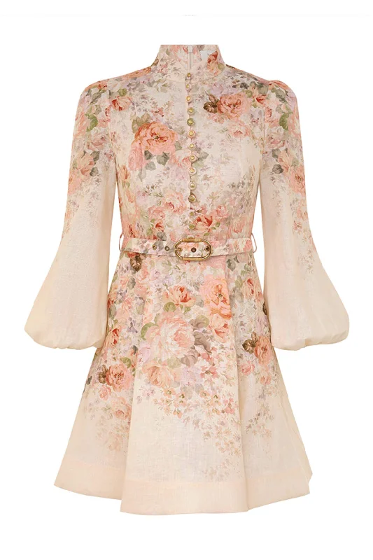 Illustration Buttoned Mini | Cream Rococo Floral Best mini dresses for elegant looks