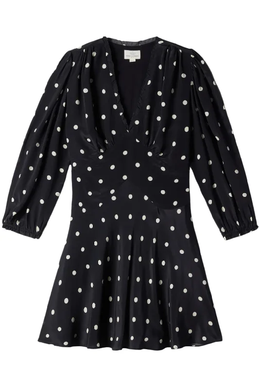 Paulina Dress | Black Polka Dots Wedding guest mini dresses