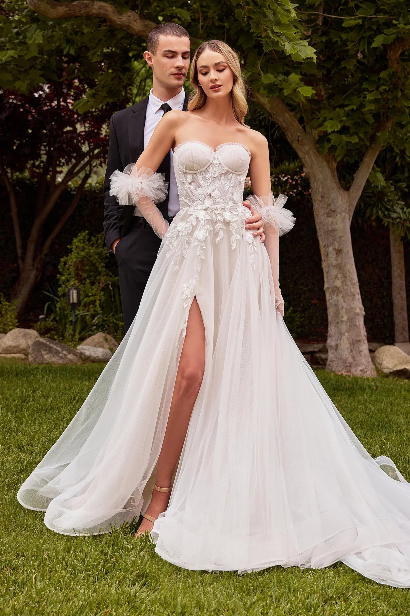 Enchanted Elegance: Embrace Romance in Our Tulle A-Line Wedding Dress Satin Wedding Dress