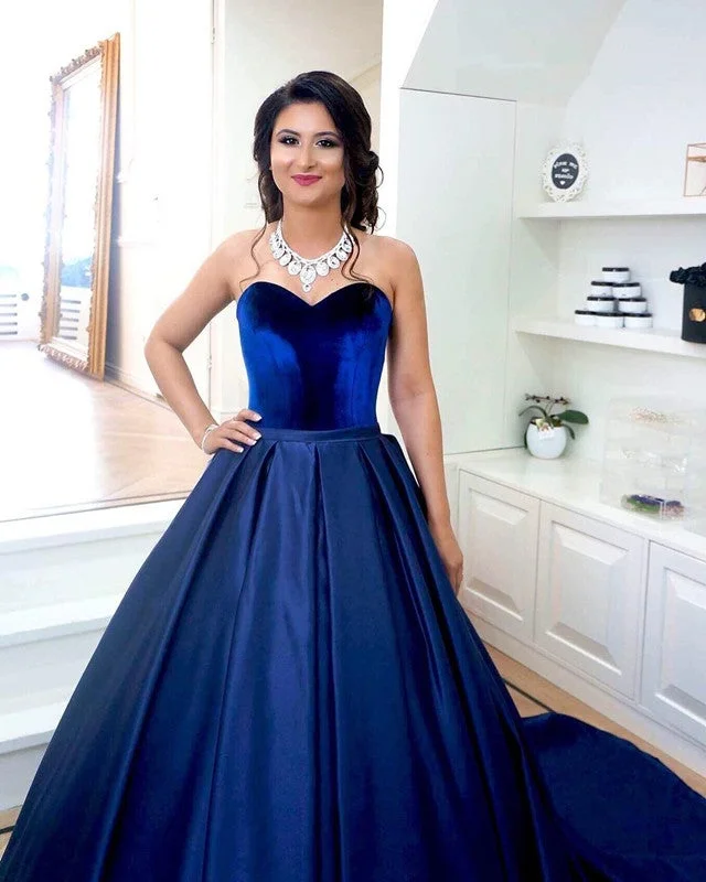 Velvet Sweetheart Satin Ball Gowns Wedding Dresses A-line Bridal Dress