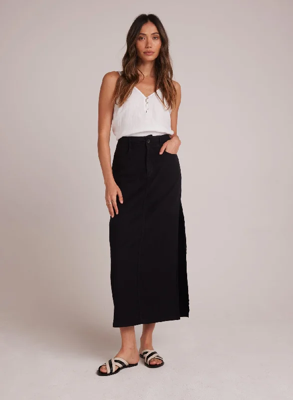 Indigo Side Slit Skirt - Black Ruffled unclassified skirts