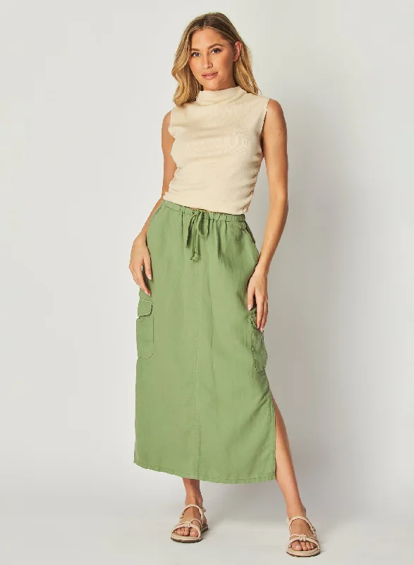 Goldie Bellow Pocket Cargo Skirt - Lush Foliage Plus size unclassified skirts