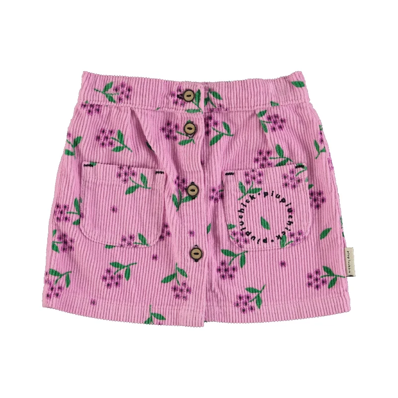 PIUPIUCHICK PINK CORDUROY ALLOVER FLOWER SKIRT Club unclassified skirts