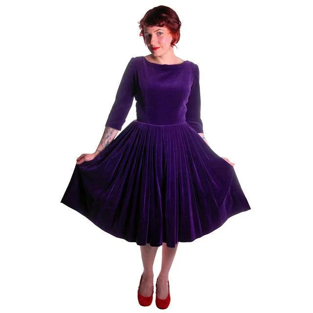 Vintage Dress Full Skirt Grape Purple Velvet  1950's 37-26-Free Tulle unclassified skirts