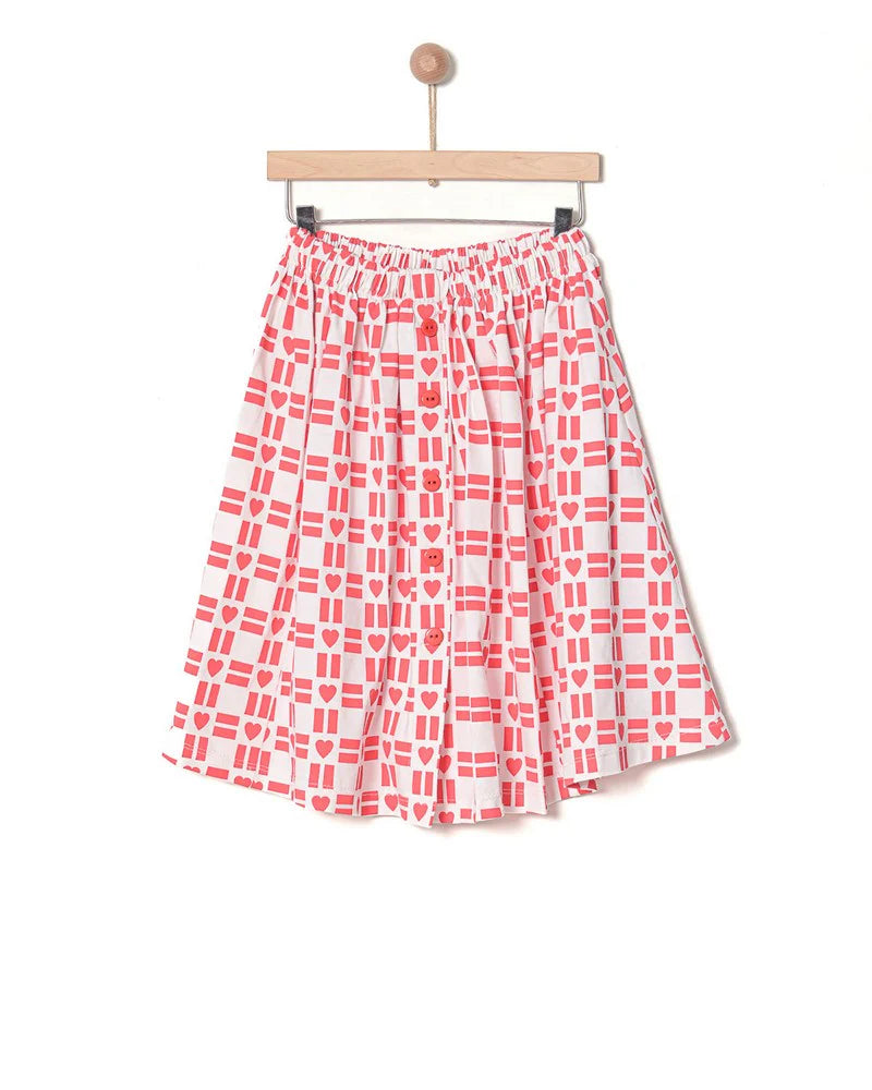 YELL OH CORAL/WHITE HEART PRINT SKIRT Cocktail unclassified skirts