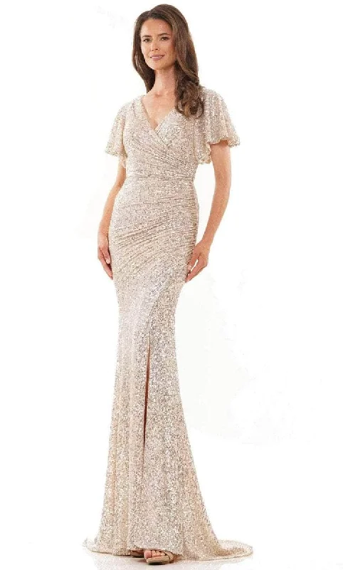 Colors Dress - Flutter Sleeve Sequin Formal Gown M318 - 1 pc Champagne In Size 18 Available Street style party dresses