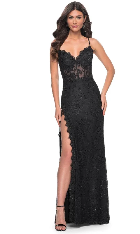 La Femme 32080 - Beaded Lace V-Neck Prom Gown Hot new arrivals in party dresses