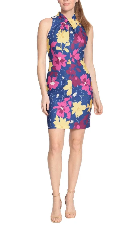 London Times T6321M - Halter Floral Printed Cocktail Dress Trendy party dresses under $50