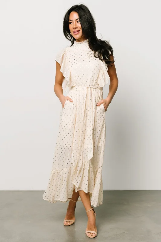 Jerika Midi Dress | Natural + Gold Luxury midi dresses