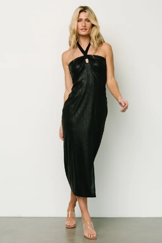 Leia Halter Midi Dress | Black Best midi dresses for tall women