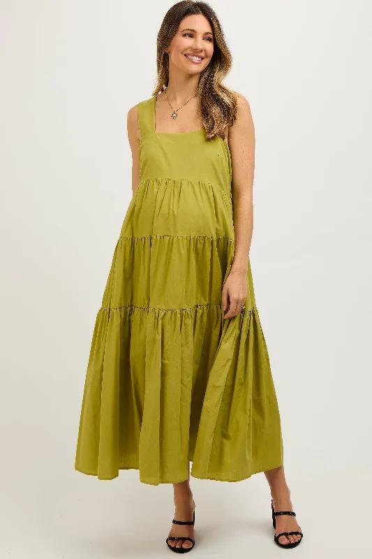 Lime Tiered Maternity Maxi Dress Best maxi dresses for formal events