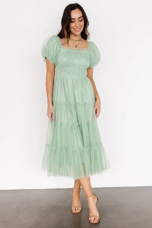 Liv Tulle Midi Dress | Light Green H&M midi dresses