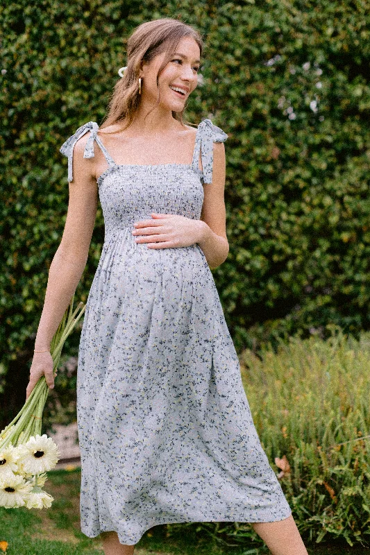 Ditsy Floral Smocking Top Midi Maternity Dress Vintage midi dresses