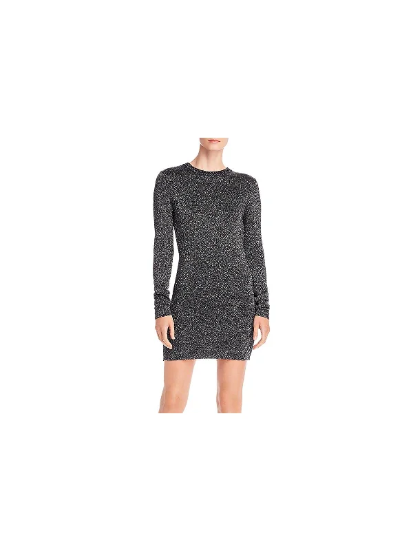 Lurex Womens Metallic Mini Sweaterdress Mini Skirt Casual