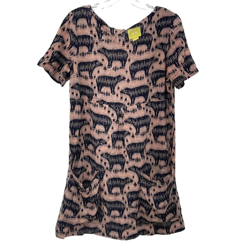 Maeve Women's Brown/Black Zola Bear Print Mini Shift Dress Size 4 Ripped Denim Skirt