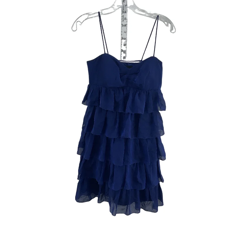 Nicole Miller Blue Silk Ruffled Tiered Womens Mini Dress Size 2 Preowned High-waist Skirt Trend