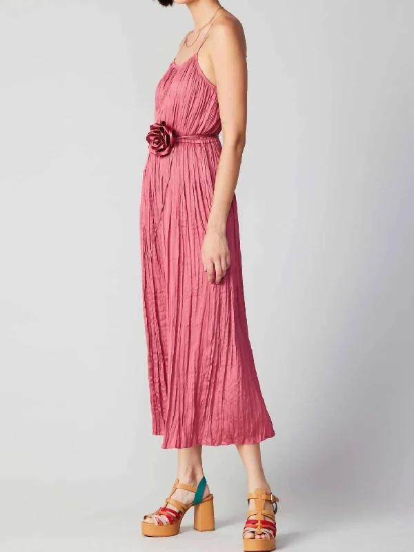 Camin Maxi Dress W Rosette Belt In Rouge Blush Formal Maxi Skirt