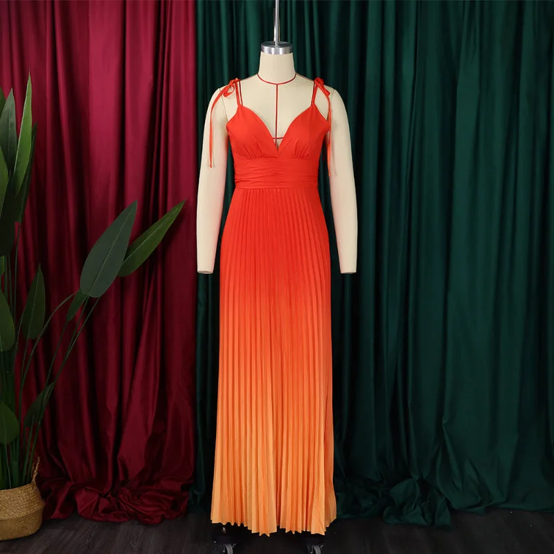 Elegantly Gradient Backless Maxi Dress Sexy Maxi Skirt