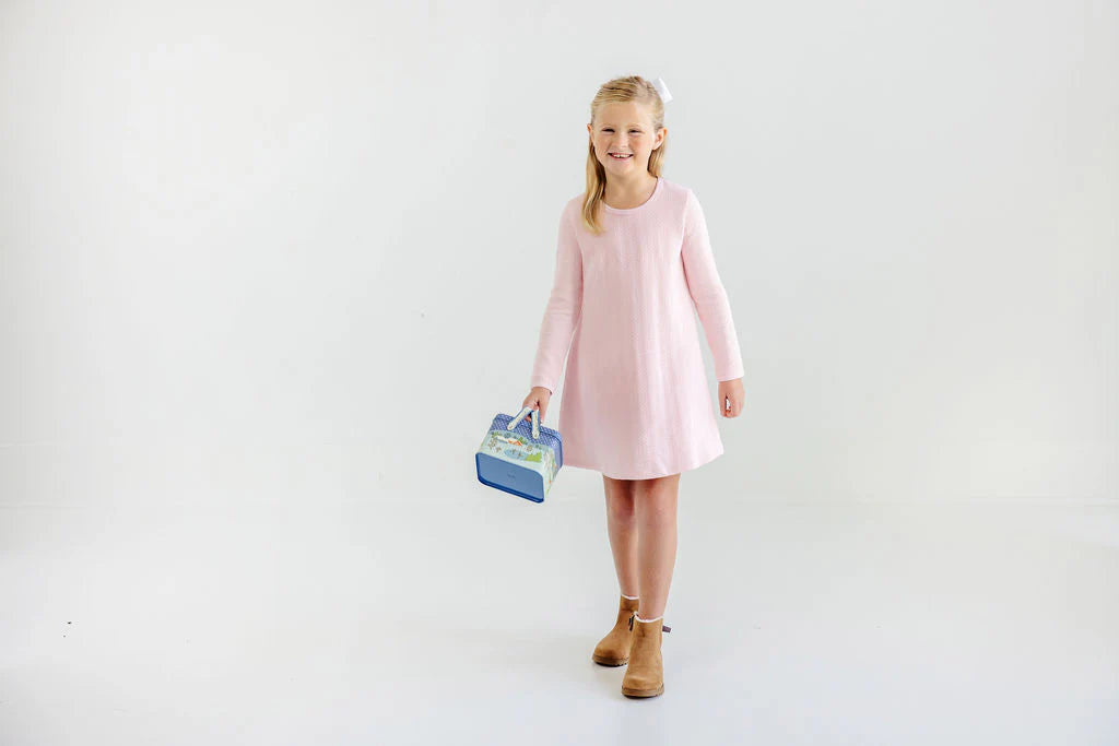 Long Sleeve Polly Play Dress (Quilted) Palm Beach Pink Skirt with Slits