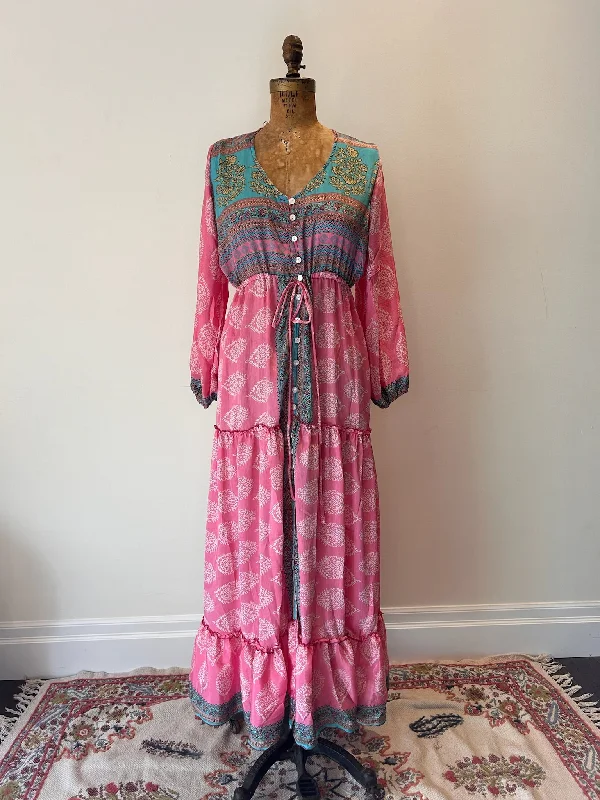 Maxi Duster Dress - Bubble Pink Vintage Maxi Skirt