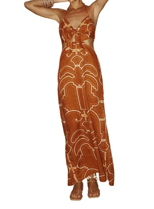 Altered States Dress In Tropics Yellow-Brown-Ecru Elegant unclassified dresses