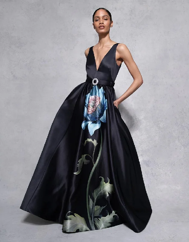 Arabella Taffeta Gown - Painterly Flower Breathable unclassified dresses